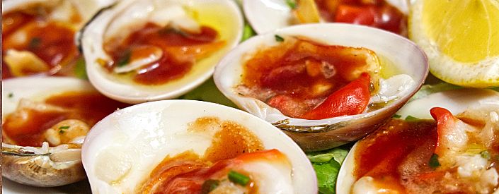 Malaga Spain. Conchas Finas 

Large local clams in a spicy sauce at Marisqueria Pelayo, located in a neighborhood east of the city centre. Calle Pelayo 17