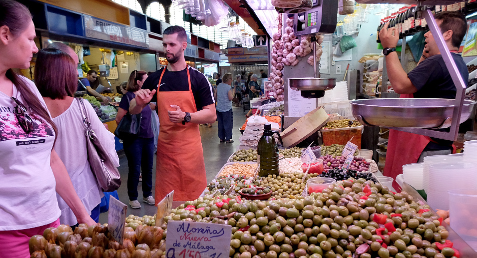 Olive selection at Mercado de Ataranza Malaga Spain