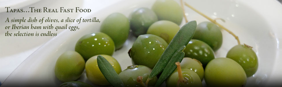 Fresh green olives in Madrid